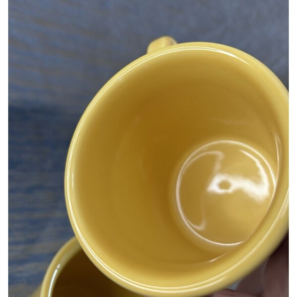 2 VTG Homer Laughlin Fiestaware Sunflower Yellow Mug Coffee Cups O Ring Handles - Picture 5 of 5